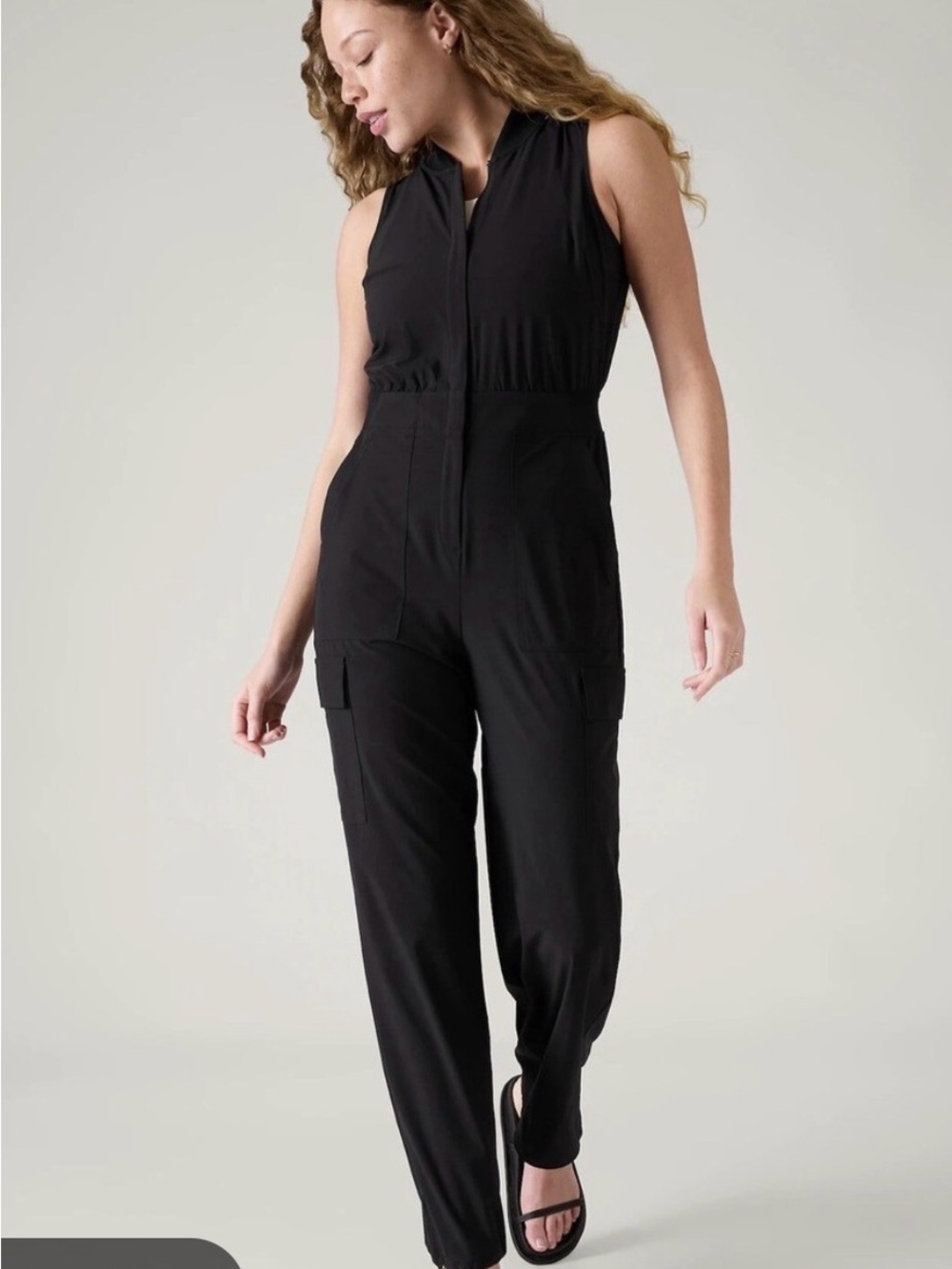 Athleta Black Brooklyn Sleeveless Utility Jumpsuit